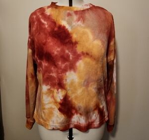 Hand Crafted Red and Yellow Relaxed Long Sleeve Sweatshirt